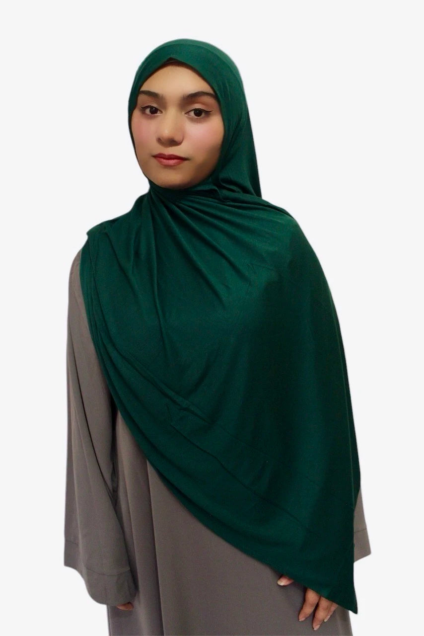 Premium Quality Cotton Jersey Hijab / Shawl (Dark Green)