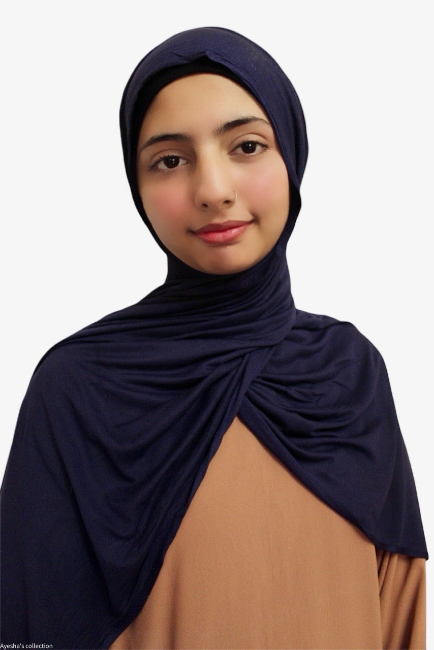 Premium Quality Cotton Jersey Hijab / Shawl (Navy Blue)