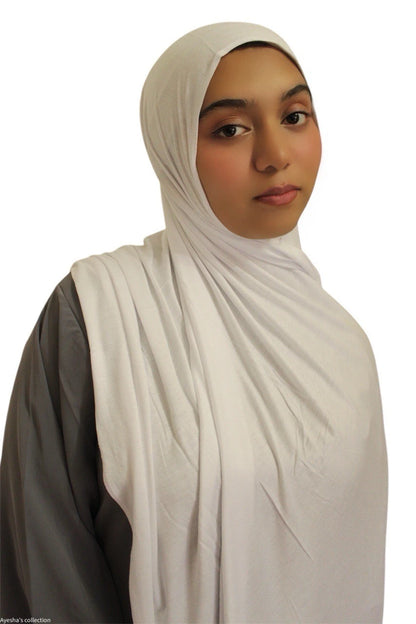 Premium Quality Cotton Jersey Hijab / Shawl (White)