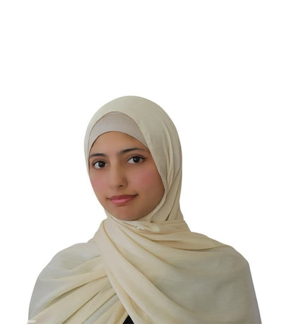 Satin Silk Crepe Dotted Shawl / Scarf (Cream)