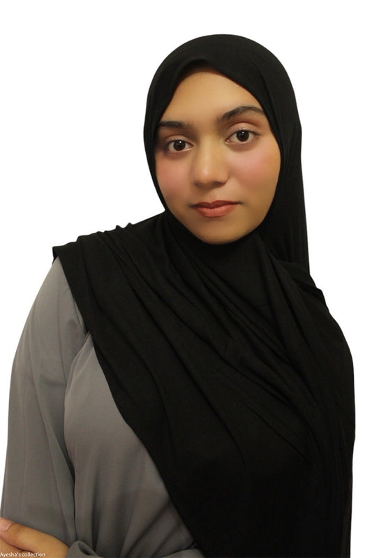 Premium Quality Cotton Jersey Hijab / Shawl | Black