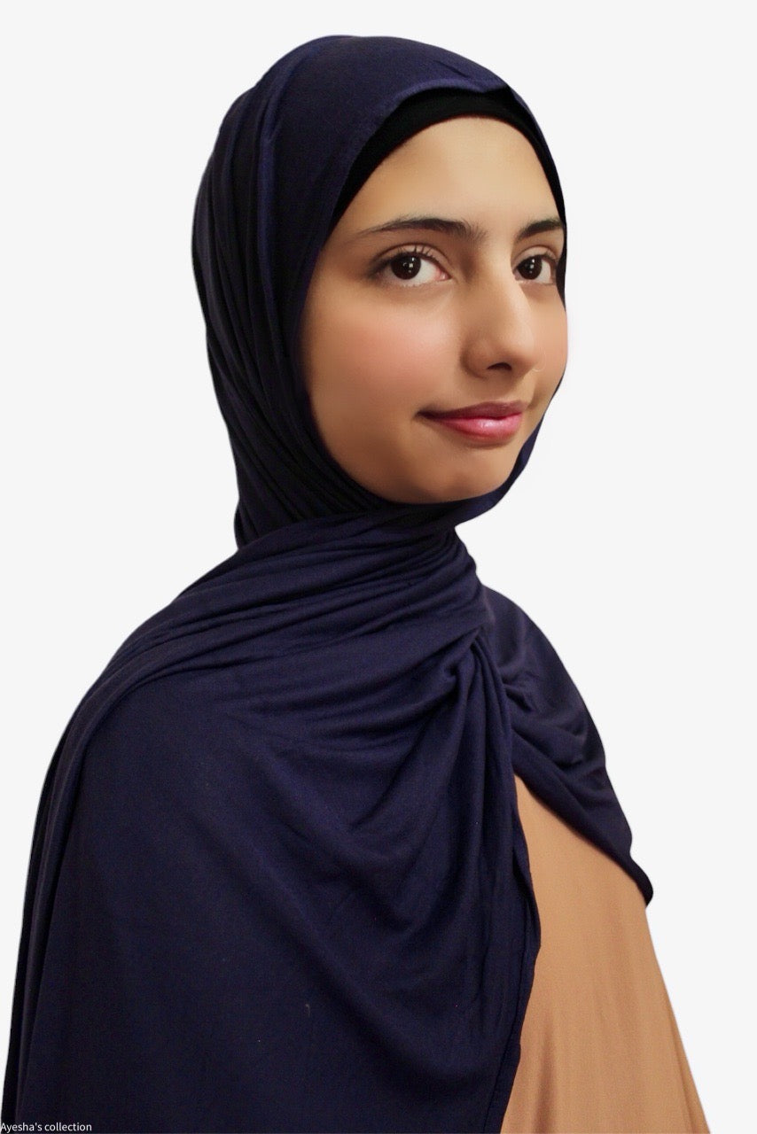 Premium Quality Cotton Jersey Hijab / Shawl (Navy Blue)