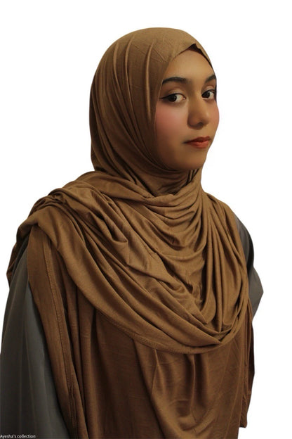 Premium Quality Cotton Jersey Hijab / Shawl (Brown)