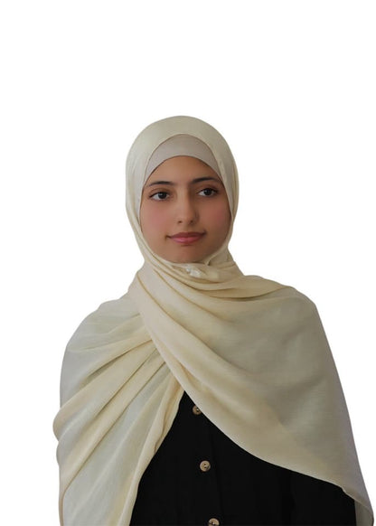 Satin Silk Crepe Dotted Shawl / Scarf (Cream)