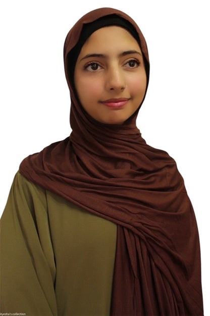 Premium Quality Cotton Jersey Hijab / Shawl (Coffee Brown)