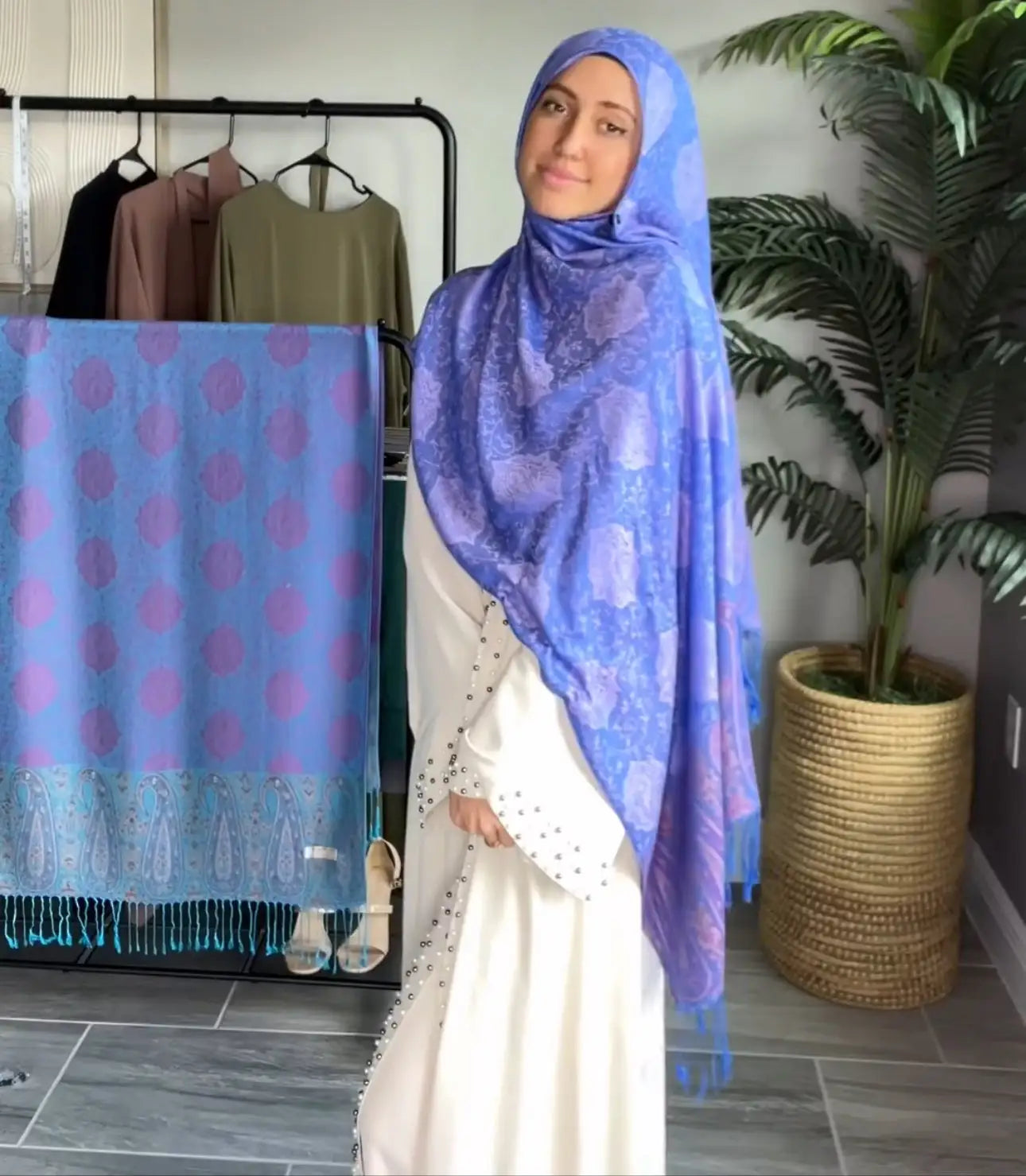 Bright Blue Pashmina Shawl - Ayesha’s Collection