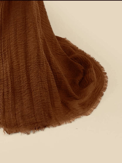 Crinkle Pure Brown Cotton Scarves - Ayesha’s Collection
