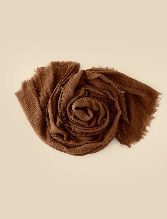 Crinkle Pure Brown Cotton Scarves - Ayesha’s Collection