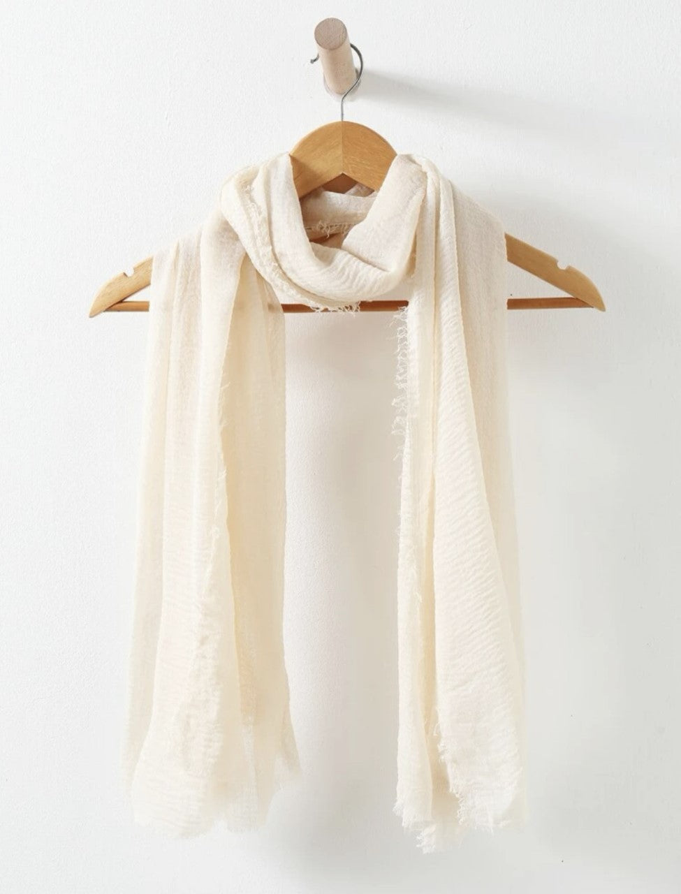 Premium Crinkle Cream Cotton Scarf  - Ayesha’s Collection