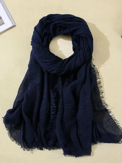 Navy Cotton Scarf - Cotton Scarf (Navy) - Ayesha’s Collection