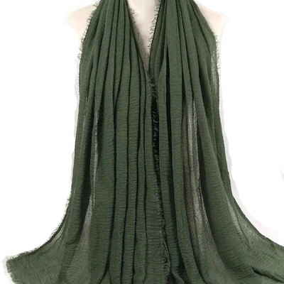 Dark Green Cotton Scarf for Ladies - Cotton Scarf (Henna Green )