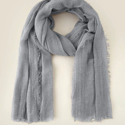 Light Gray Cotton Scarf for Ladies - Cotton Scarf (Light Gray)