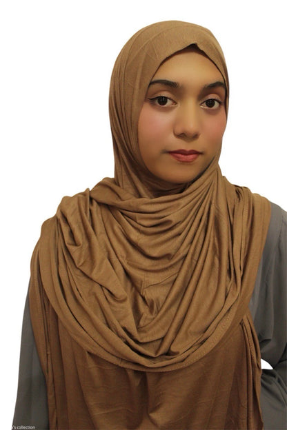 Premium Quality Cotton Jersey Hijab / Shawl (Brown)