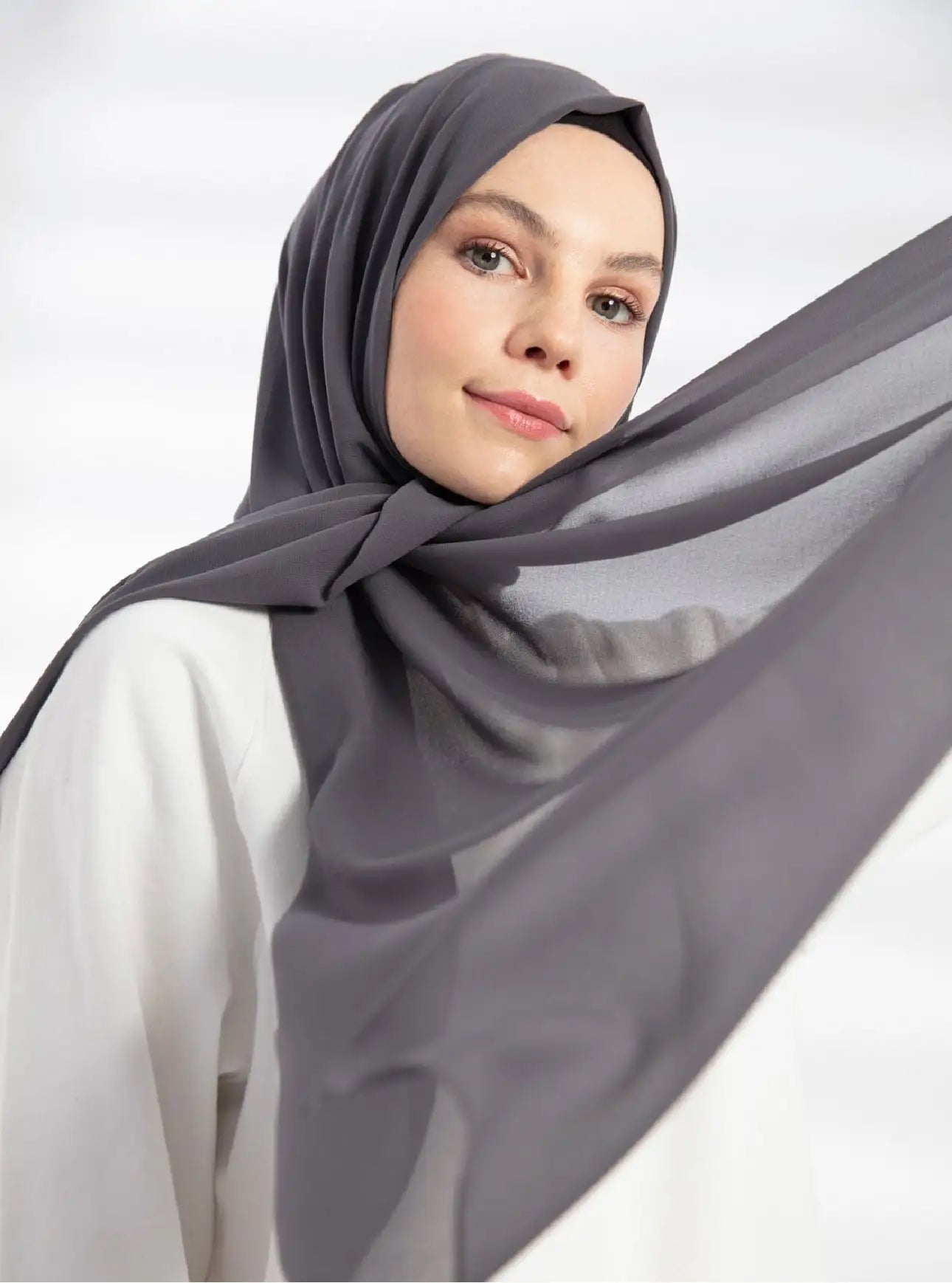  Gray chiffon hijab - Ayesha’s Collection