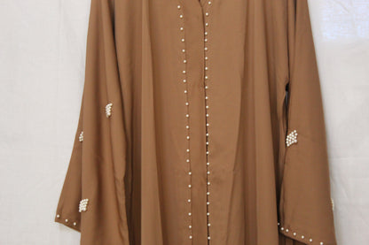 Ayesha's Pearl Abaya | Camel Brown