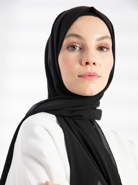 Chiffon Scarf Hijab Black | Black Chiffon Hijab