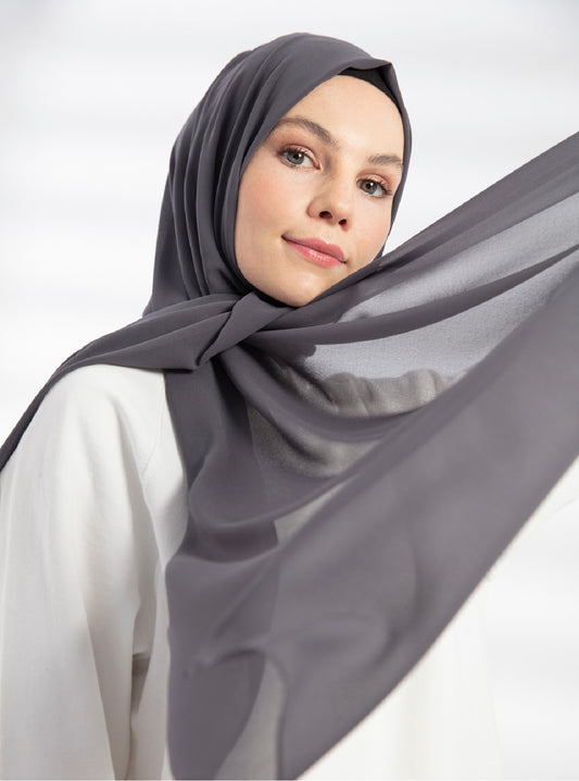 Chiffon Scarf Hijab Gray | Gray Chiffon Scarf