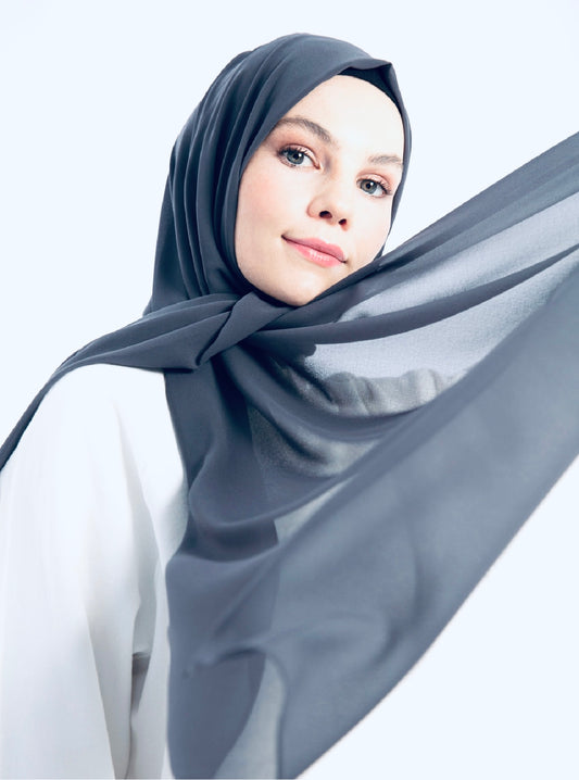 Chiffon Scarf Hijab Dusty Blue | Non Transparent Chiffon Hijab