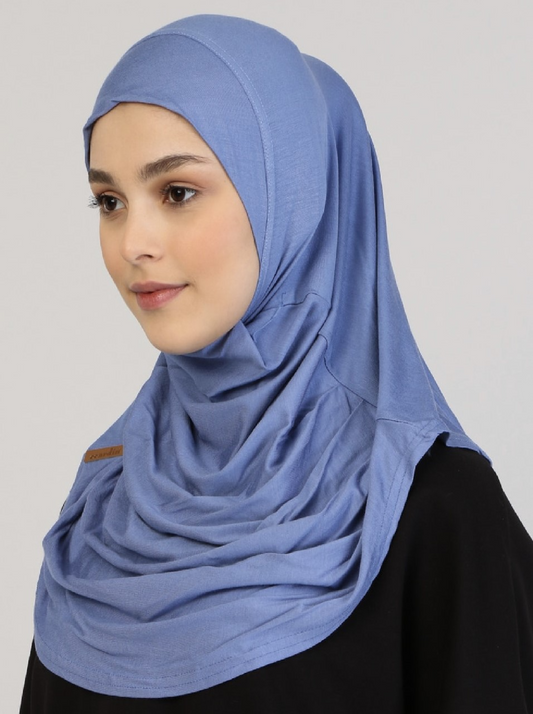 Viscose Instant Muslim Hijab | Blue