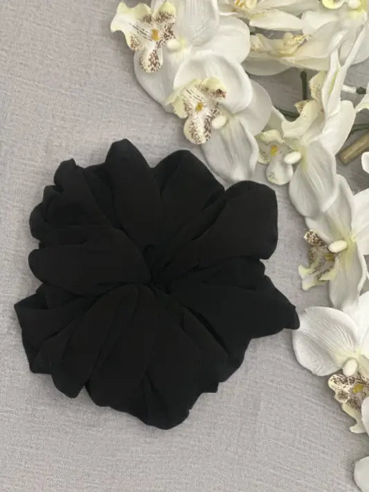 Large Chiffon Scrunchie (Black) - Ayesha’s Collection