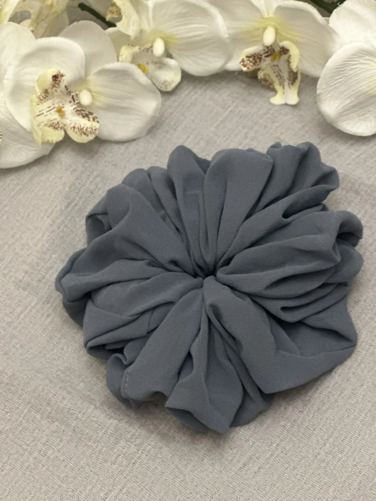 Large Chiffon Scrunchie (Dusty Blue) - Ayesha’s Collection