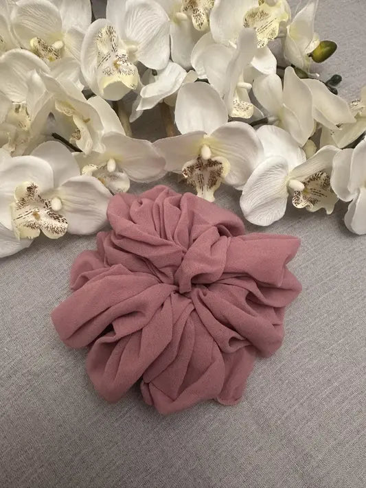 Large Chiffon Scrunchie (Pink)- Ayesha’s Collection