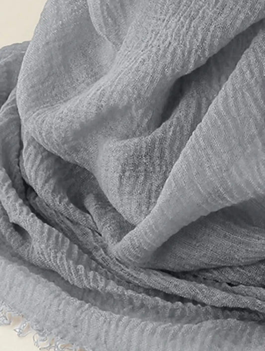 Light Gray Cotton Scarf for Ladies - Cotton Scarf (Light Gray) - Ayesha’s Collection
