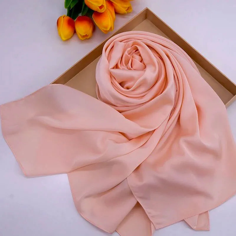 Matte Satin Silk Scarf (Light Peach) - Ayesha’s Collection