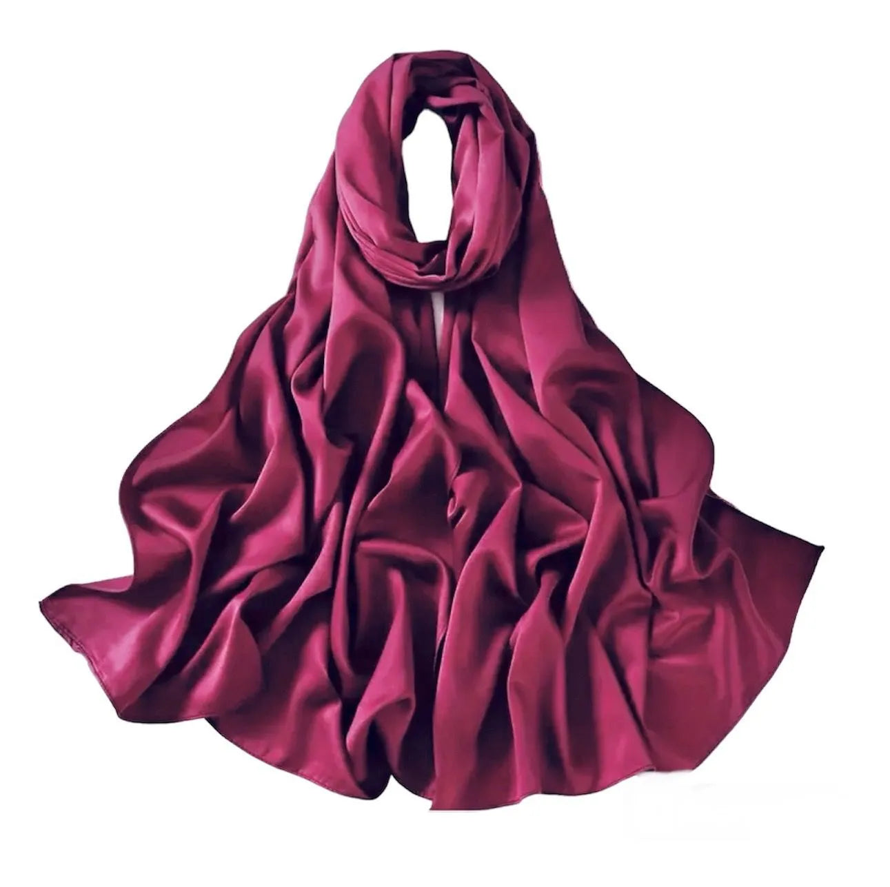 Matte Satin Silk Scarf (Violet Red) - Ayesha’s Collection