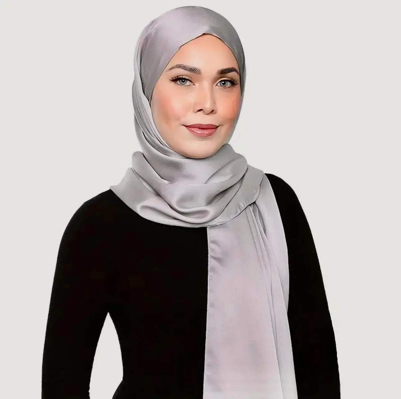 Matte Satin Silk Scarf (Natural Gray) - Ayesha’s Collection