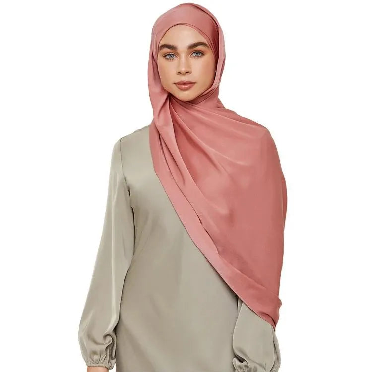 Matte Satin Silk Scarf (Rose Pink) - Ayesha’s Collection