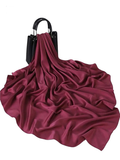 Matte Satin Silk Scarf (Violet Red) - Ayesha’s Collection