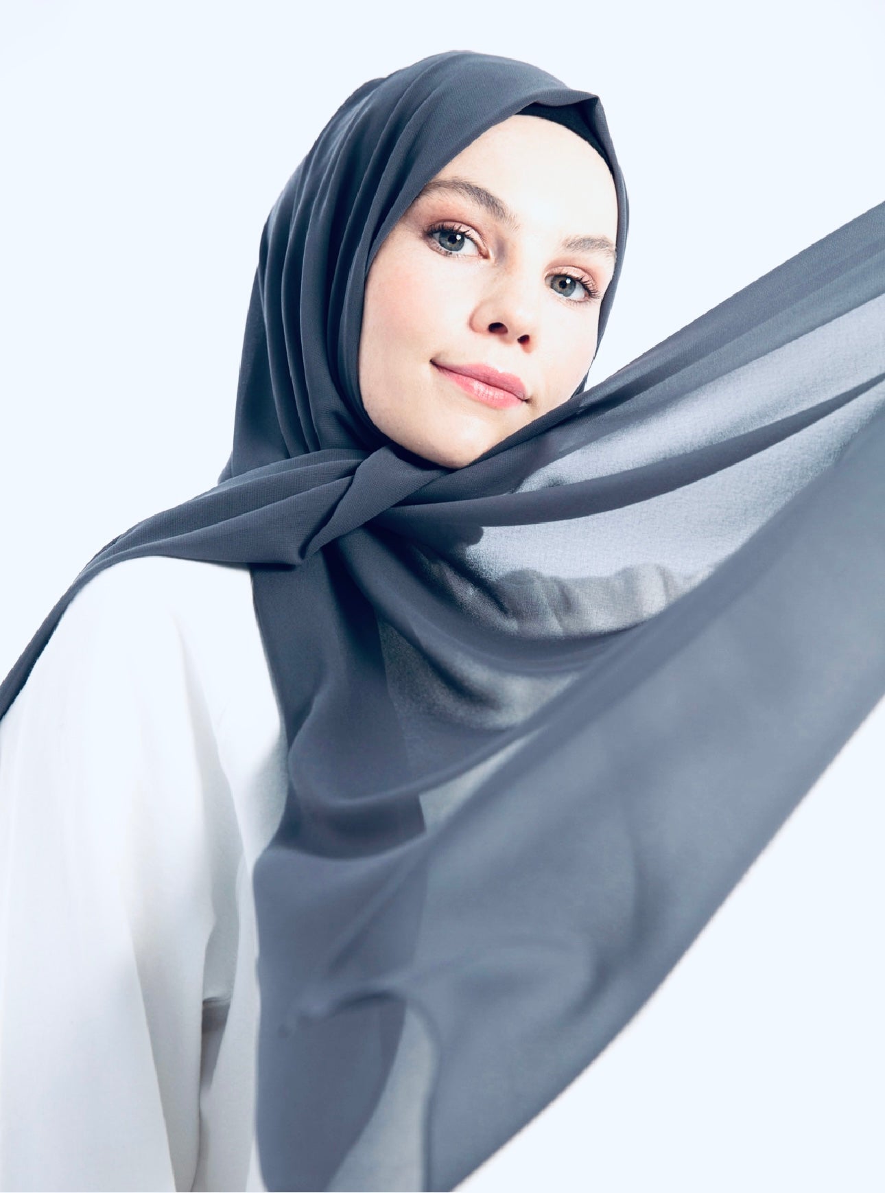 Non Transparent Chiffon Hijab Dusty Blue - Ayesha’s Collection