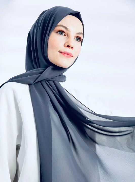 Non Transparent Chiffon Hijab Dusty Blue - Ayesha’s Collection
