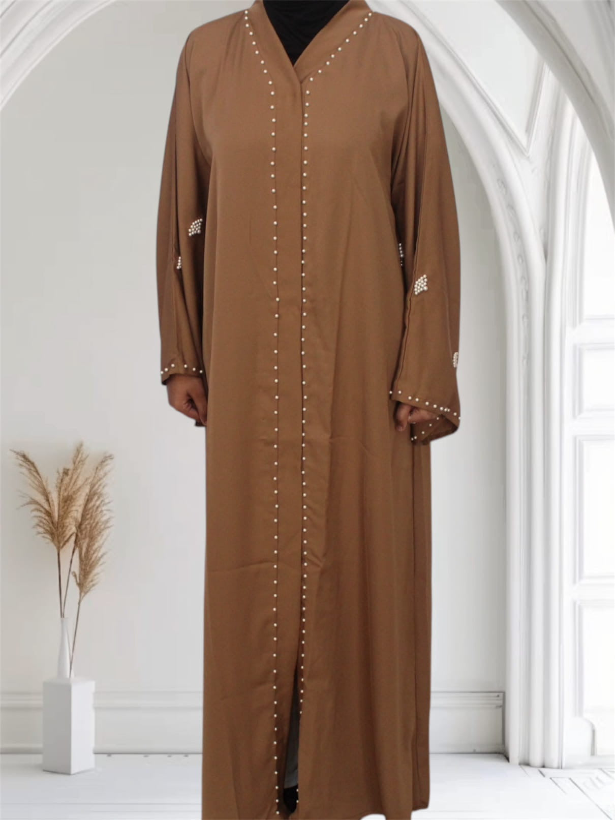 Ayesha's Pearl Abaya | Camel Brown