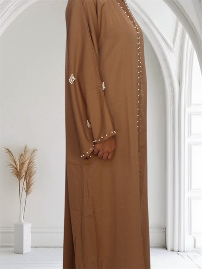 Ayesha's Pearl Abaya | Camel Brown