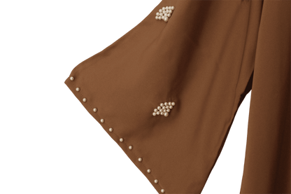 Ayesha's Pearl Abaya | Camel Brown