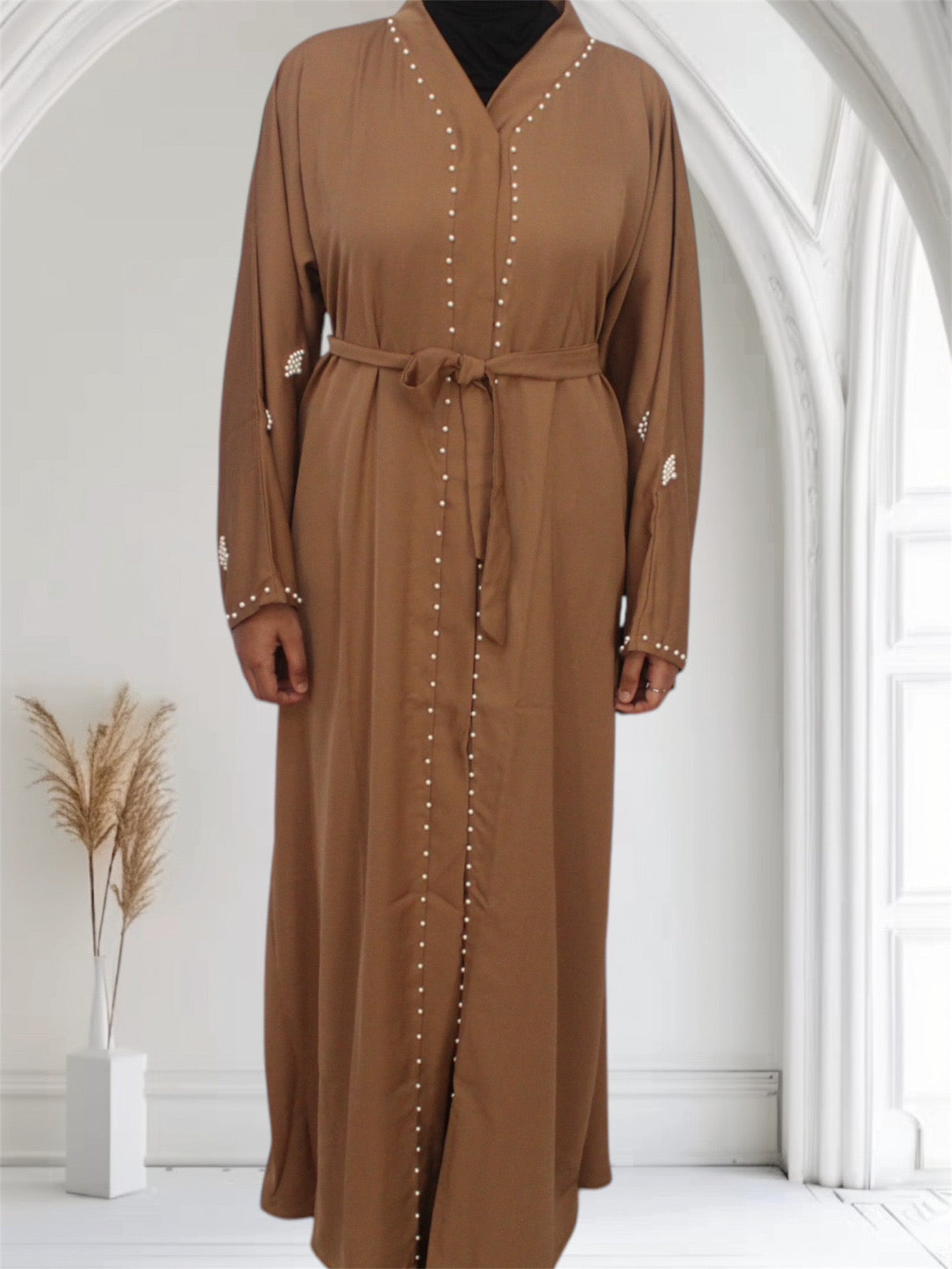 Ayesha's Pearl Abaya | Camel Brown