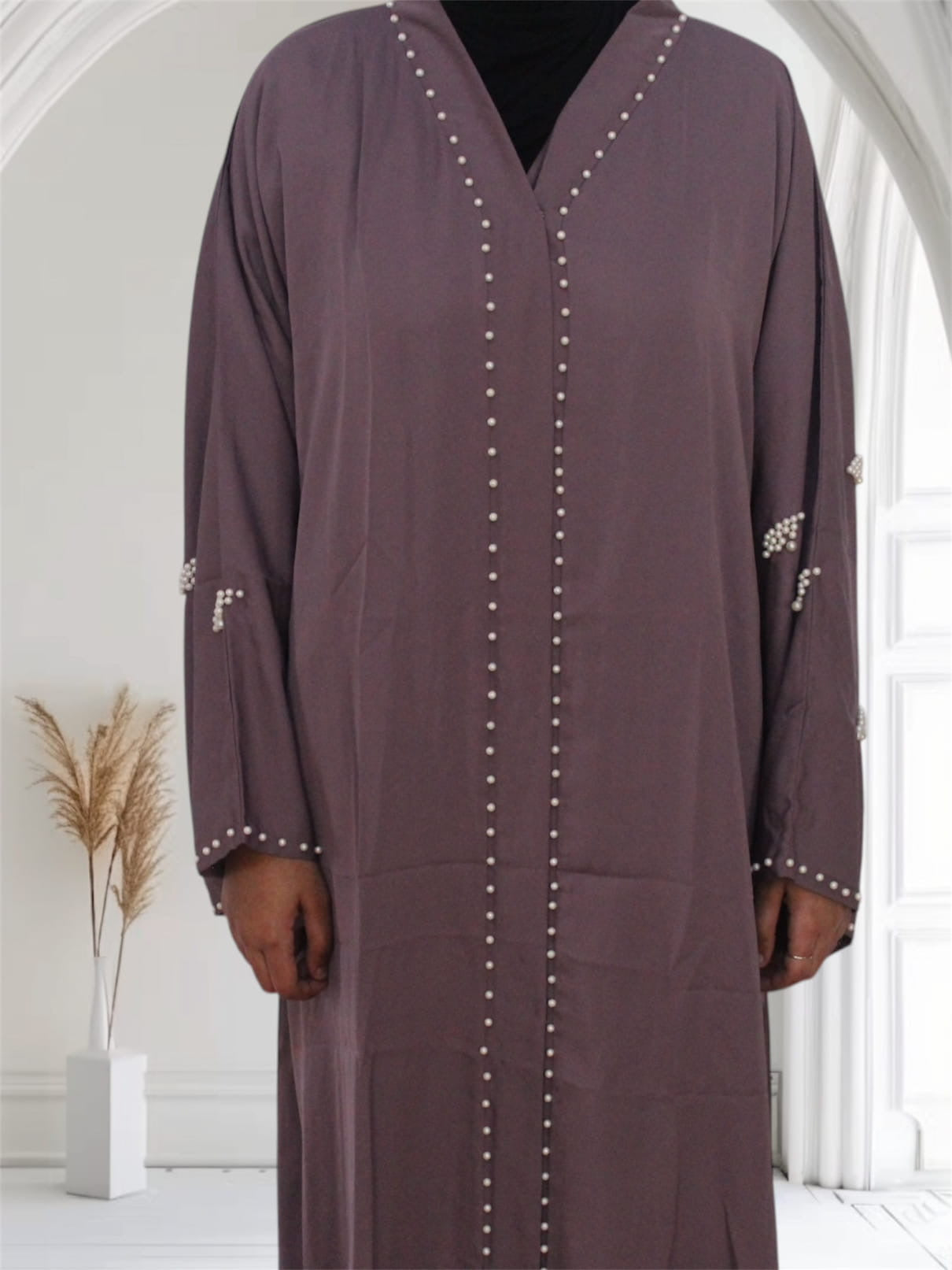 Ayesha's Pearl Abaya | Dusty Mauve