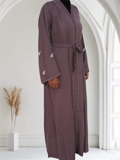 Ayesha's Pearl Abaya | Dusty Mauve