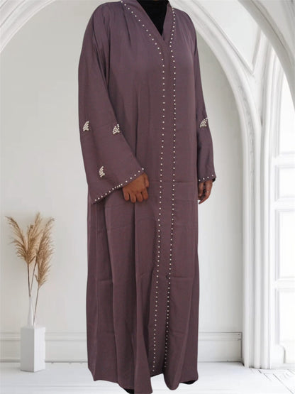 Ayesha's Pearl Abaya | Dusty Mauve