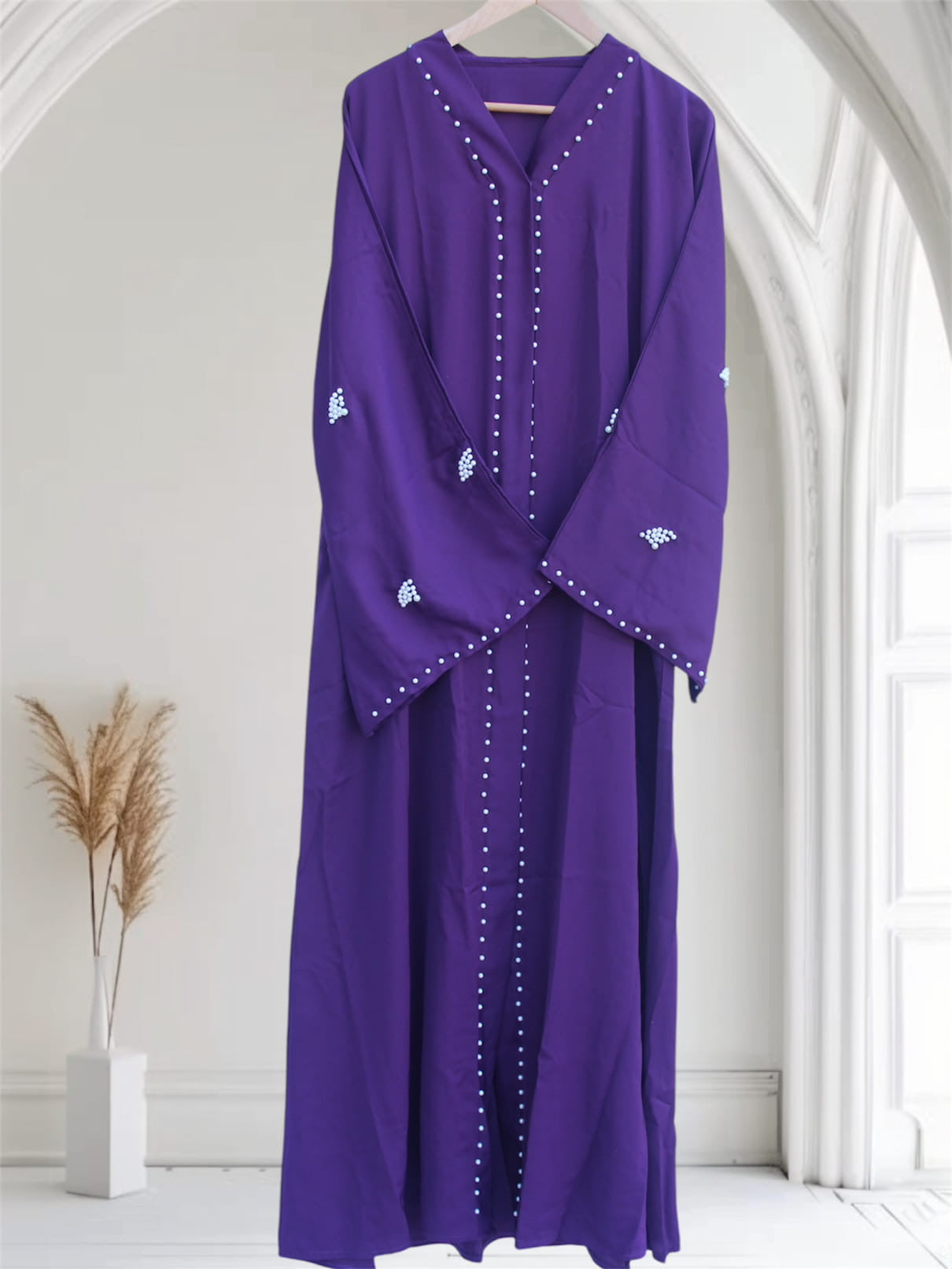 Ayesha's Pearl Abaya | Purple