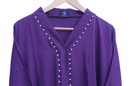 Ayesha's Pearl Abaya | Purple