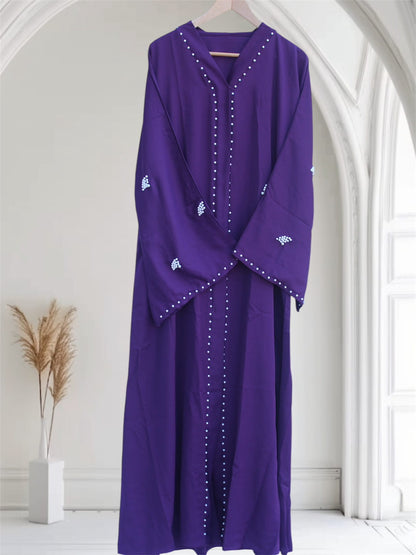 Ayesha's Pearl Abaya | Purple