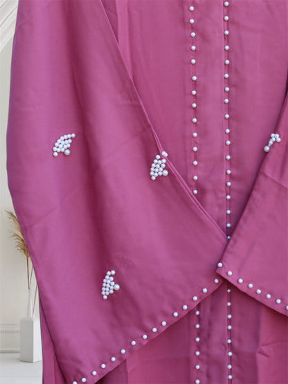 Ayesha's Pearl Abaya | Rose Pink