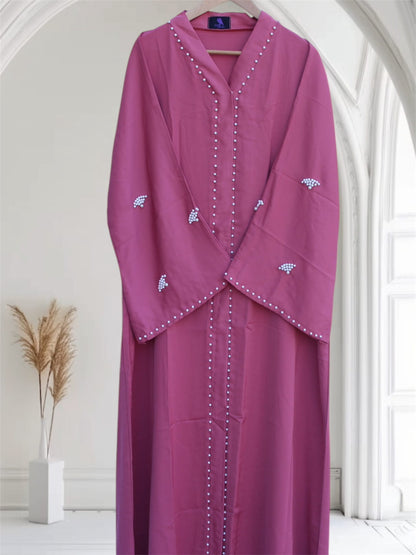 Ayesha's Pearl Abaya | Rose Pink