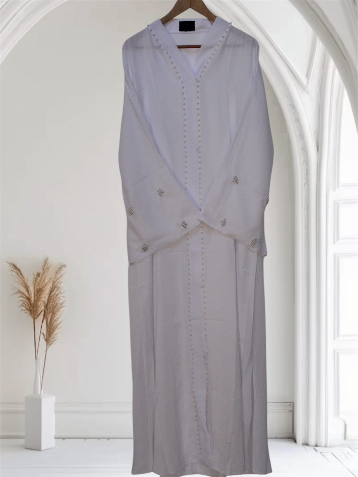 Ayesha's Pearl Abaya | White