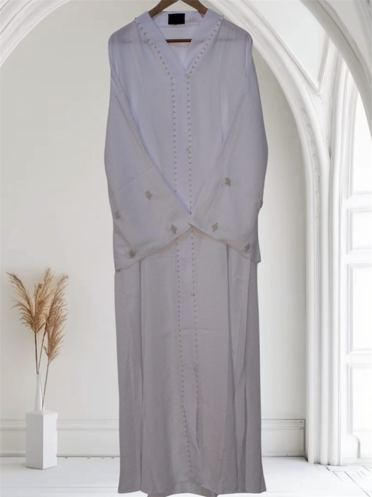 Ayesha's Pearl Abaya | White