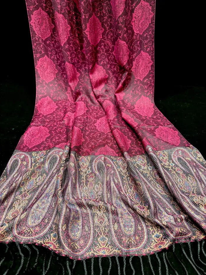 Pink and Black Pashmina Shawl - Ayesha’s Collection