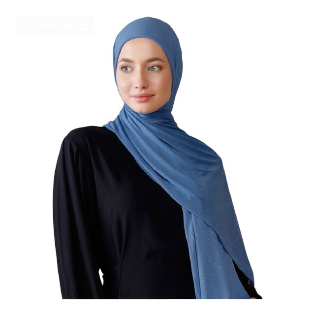 Premium Quality Cotton Jersey Hijab / Shawl (Dusty Blue)